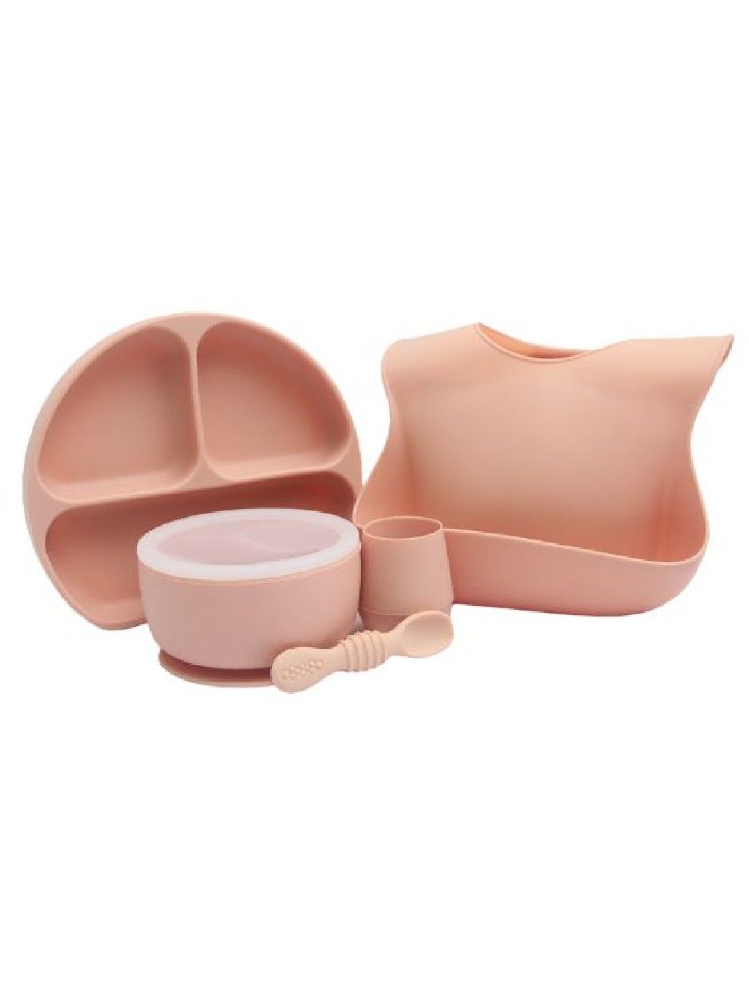 Babynomnom Full Set (Silicone Plate, Bib, Bowl Feeding Set, Training Cup) (Peach- Image 1)