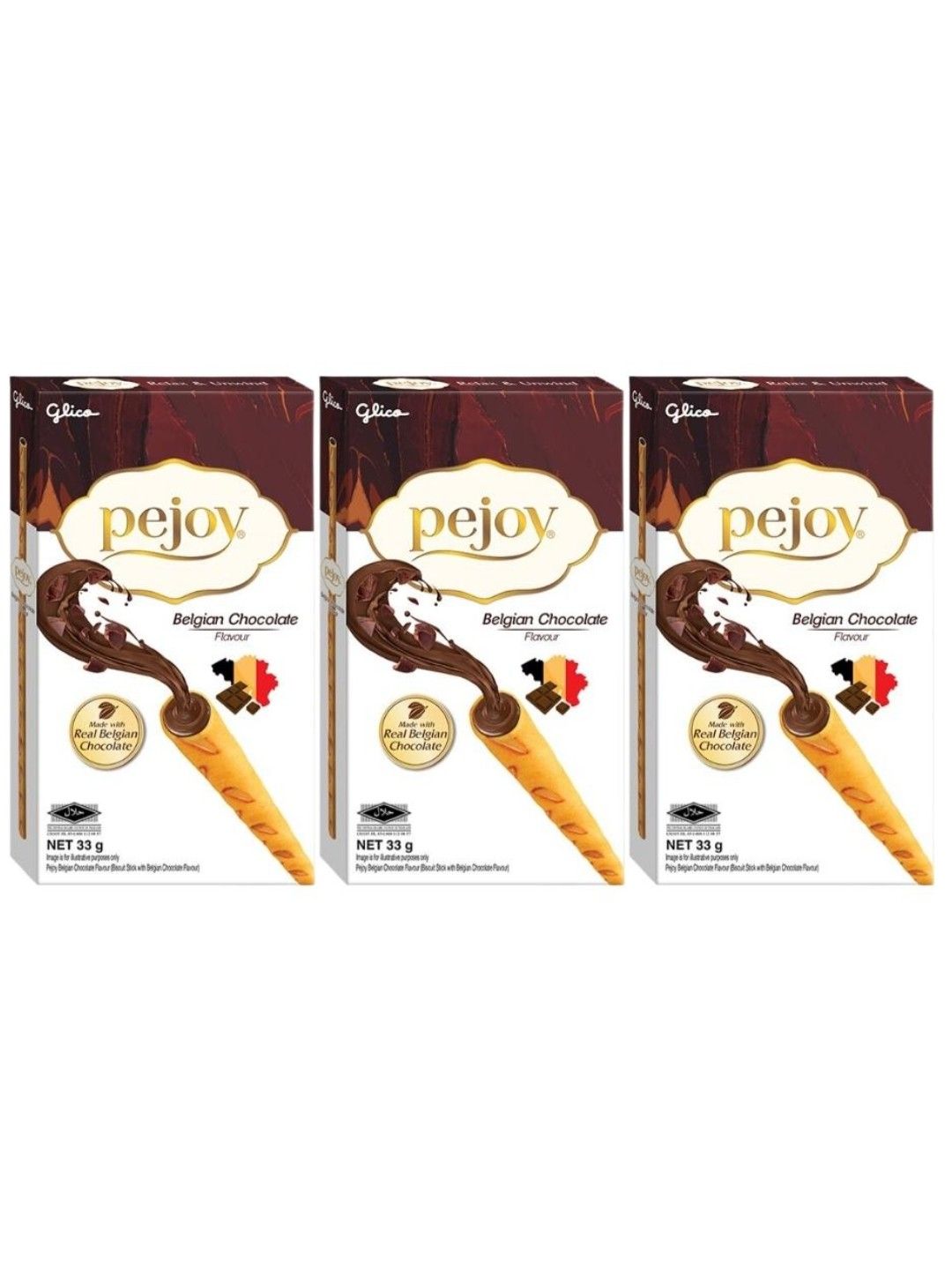 Pejoy Belgian Chocolate Flavour Biscuit Sticks (Bundle of 3)