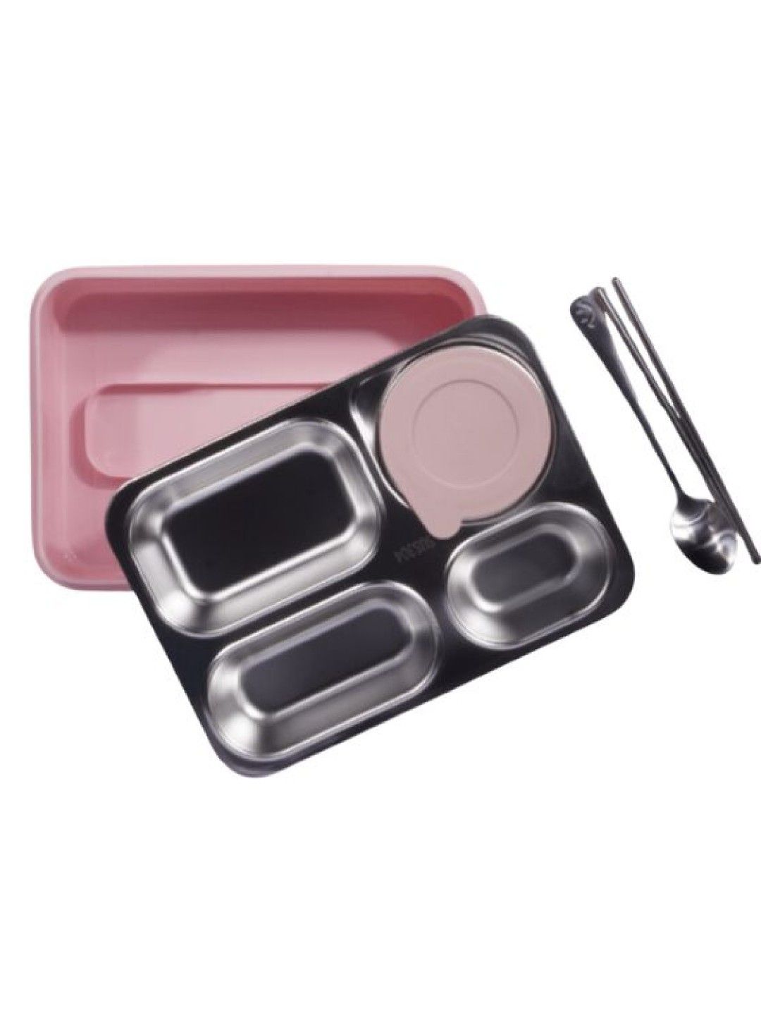 Giggli 4 Compartment Leak & Spill Proof Stainless Steel Bento Box (Pink- Image 2)