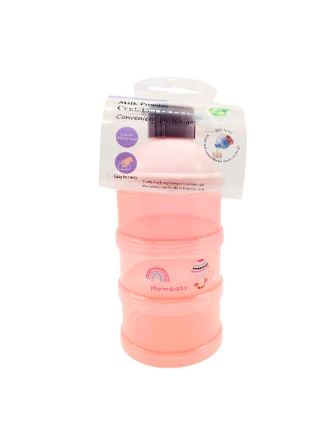 Momeasy 3-Layer Stackable Twist Milk Powder Container (Pink- Image 4)