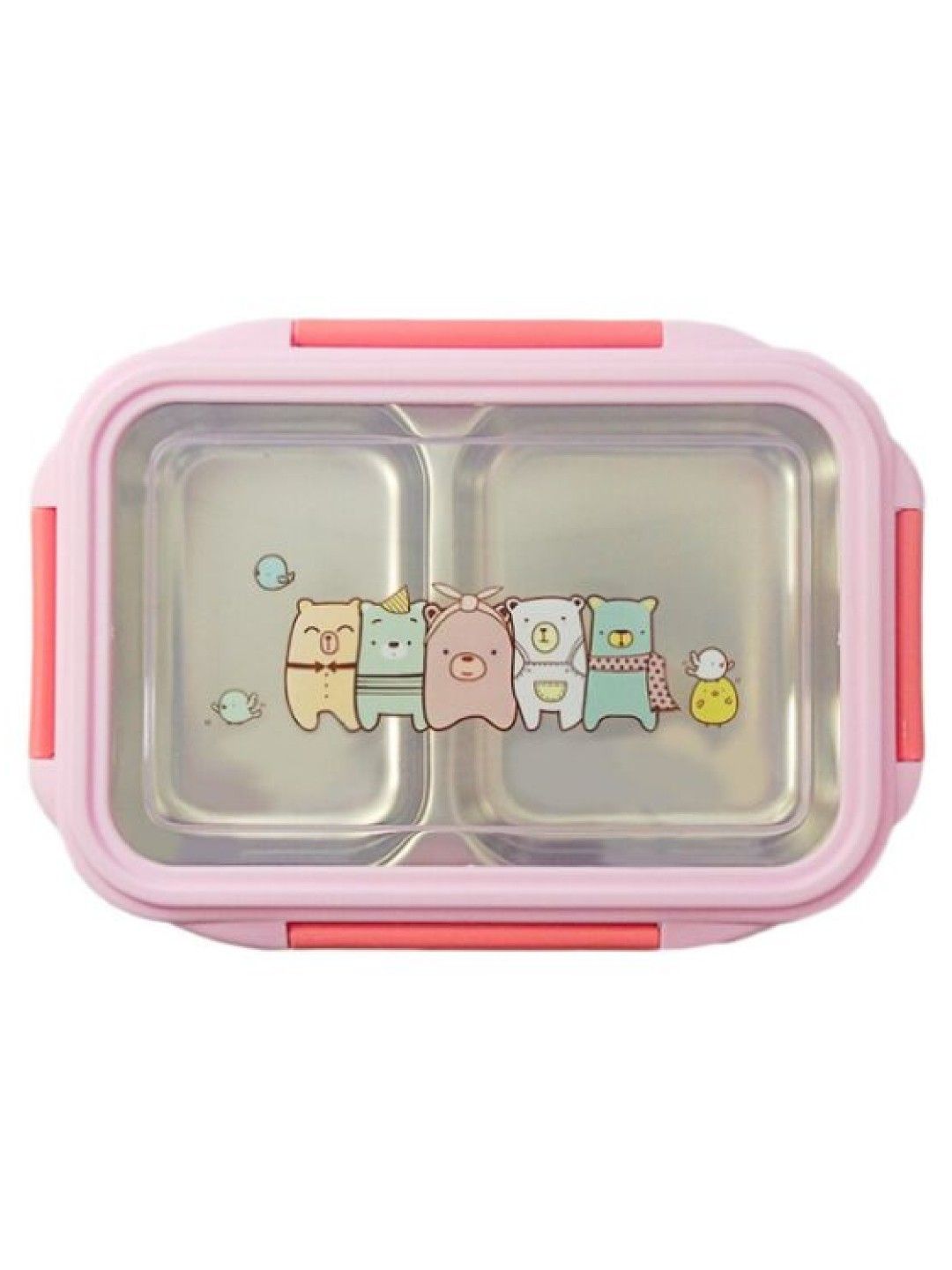 Giggli Insulated Stainless Steel Double Layer Kids' Lunch Box (Pink Bear- Image 2)