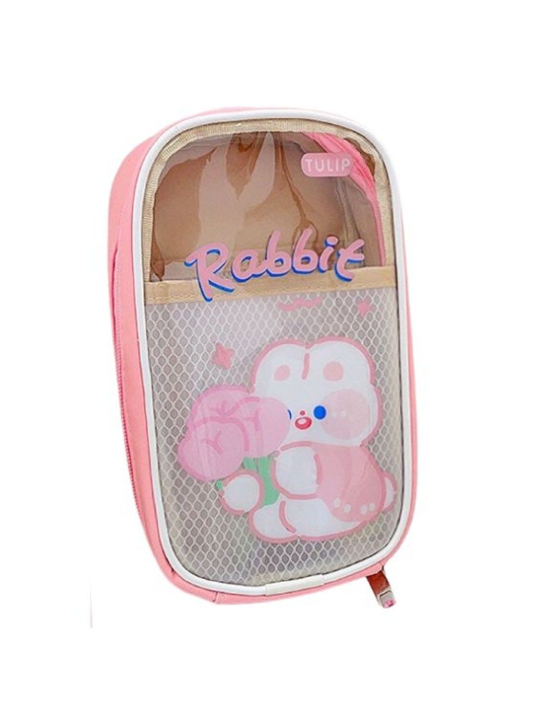 Scenti Cute Pen Organizer Pen Case with Dividers (Pink Rabbit Tulip- Image 1)