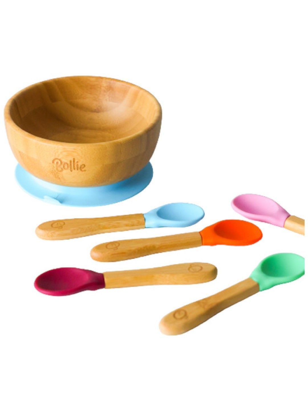 Bollie Baby Premium Bamboo Plain Suction Bowl with Spoon