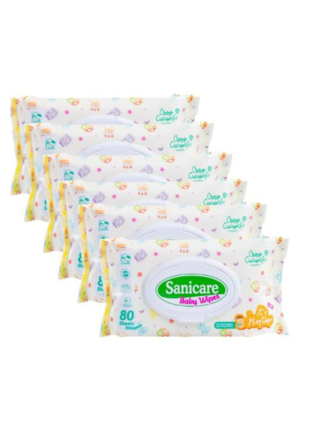 Sanicare [Bundle of 6] Playtime Wipes Cucumber (80 sheets) (No Color- Image 1)