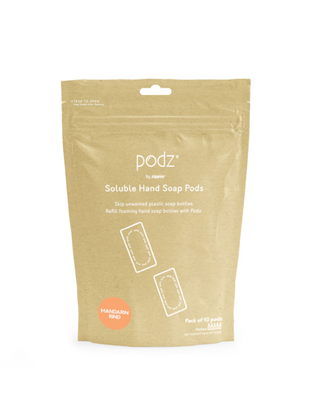 Zippies Podz Soluble Mandarin Rind Hand Soap Pods (Pouch of 10) (No Color- Image 1)