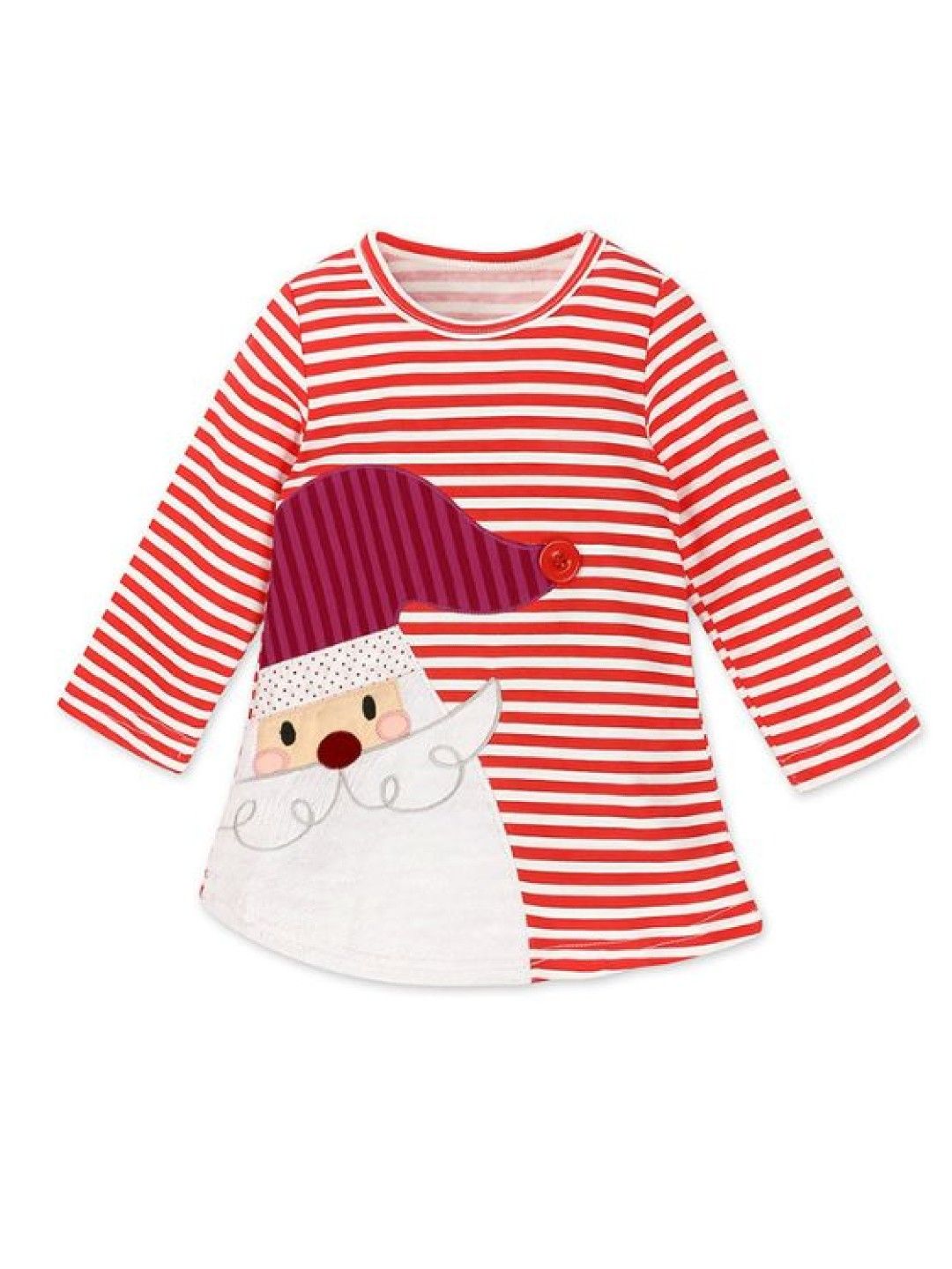 Cottonkind Printed Santa Christmas Dress (Red- Image 1)