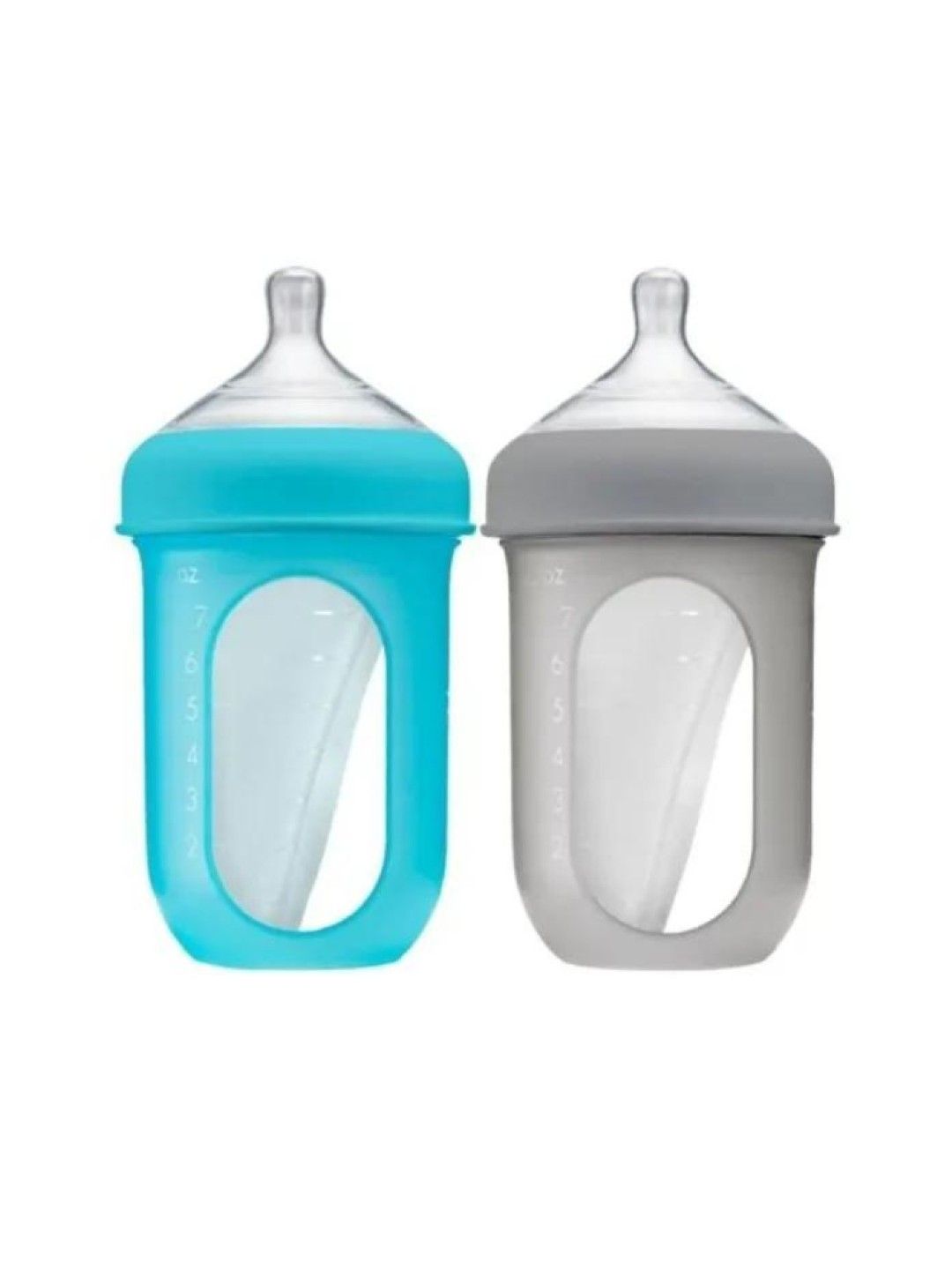 BOON NURSH Silicone Pouch Bottle 8oz Twin Pack (Blue & Gray) (No Color- Image 1)