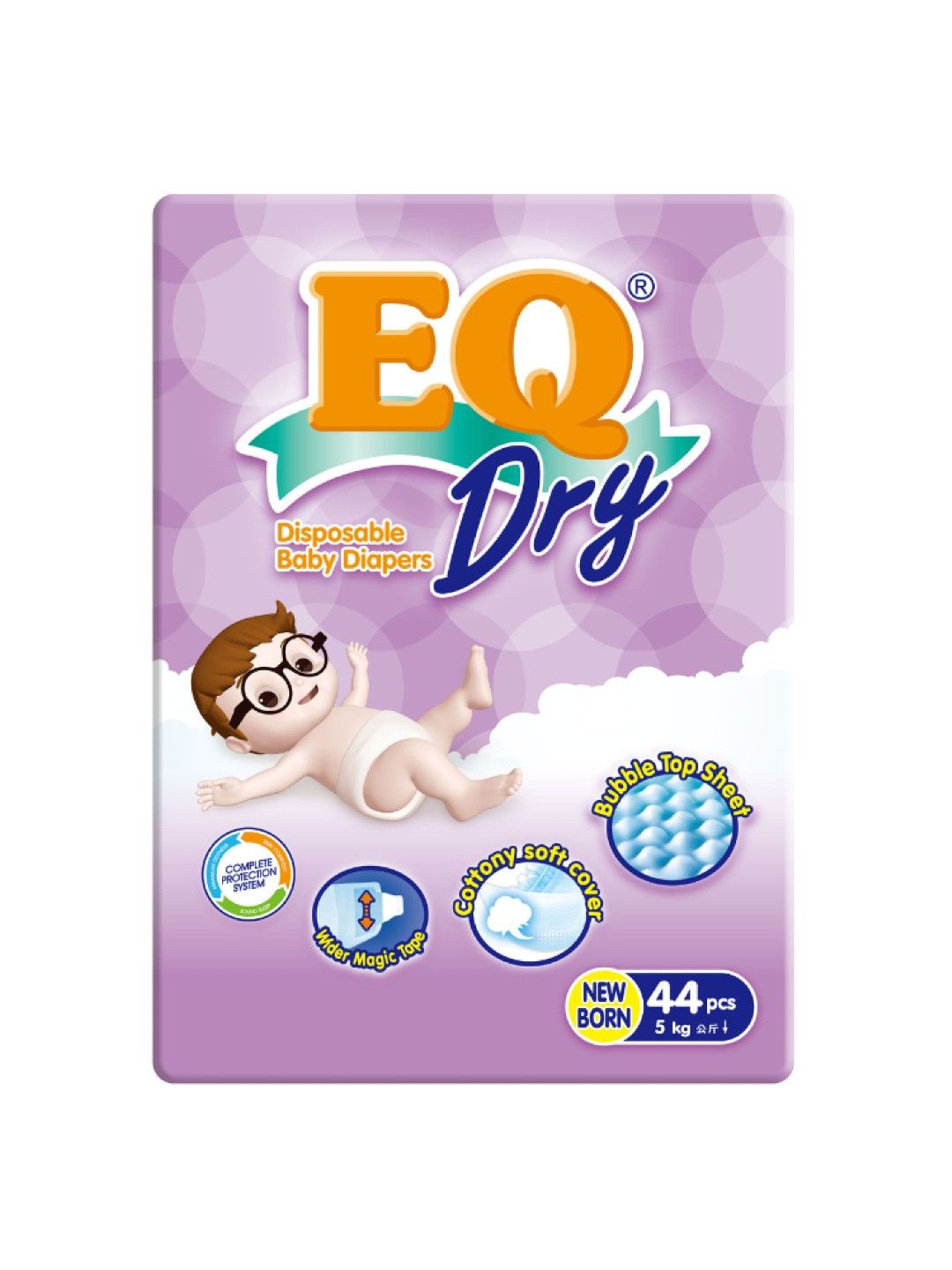 EQ Diapers and Wipes Dry Econo Pack Tape Diaper New Born (44 pcs)