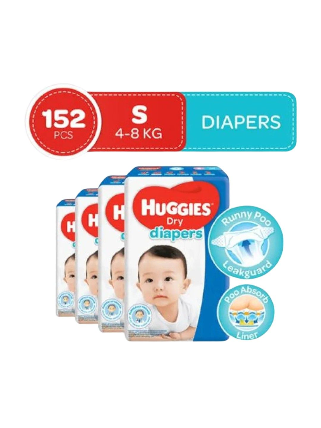 Huggies Dry Diapers Small (38s) Bundle of 4