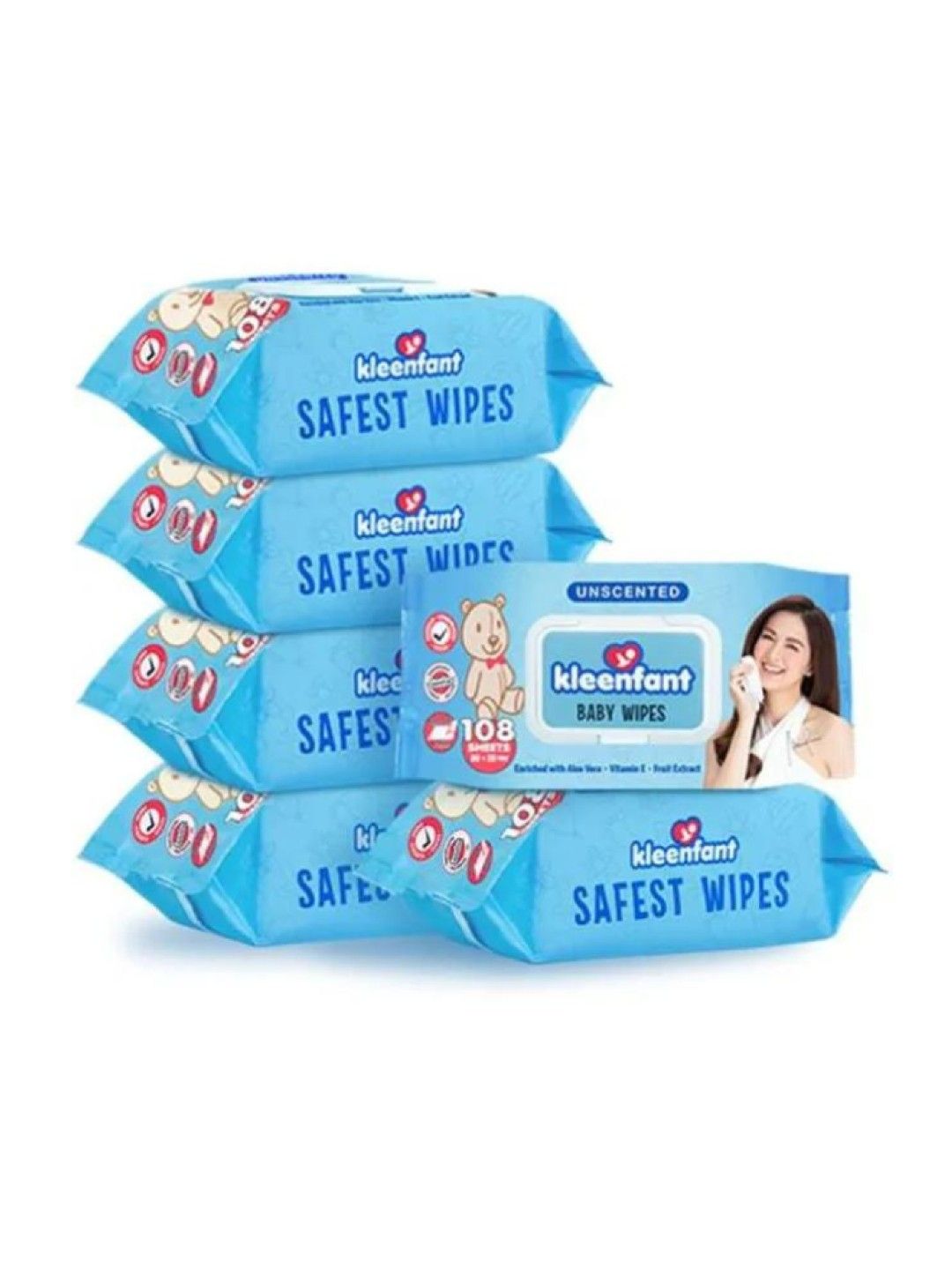 Kleenfant Unscented Baby Wipes (108 sheets) Pack of 6 (No Color- Image 1)