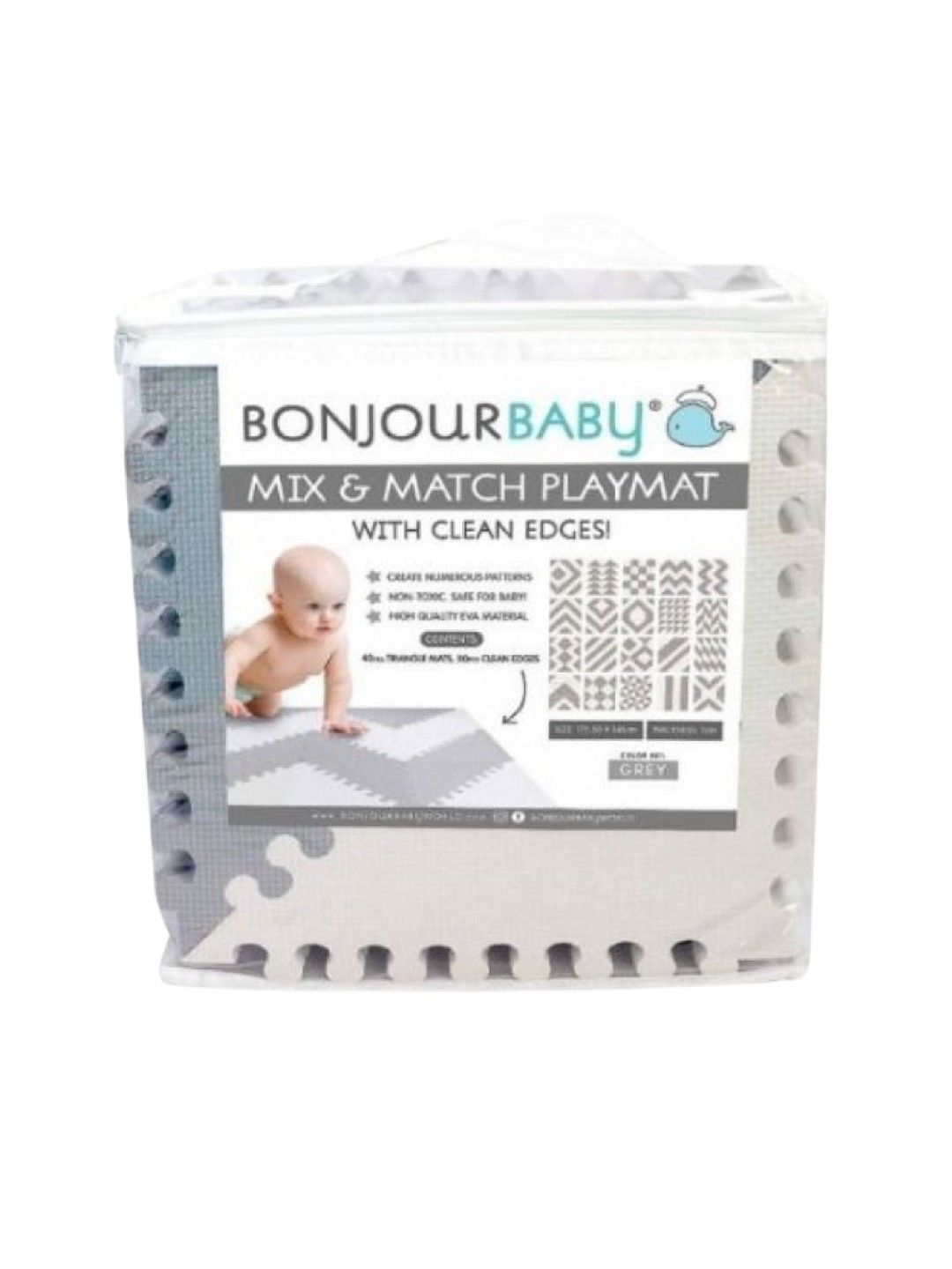 Bonjour Baby Mix and Match Playmat (Grey- Image 1)