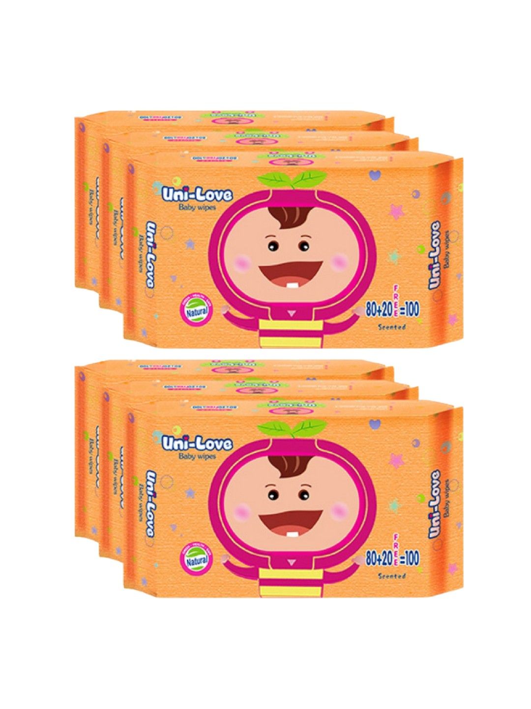 Uni-love Powder Scent Baby Wipes 100's (6-Pack)