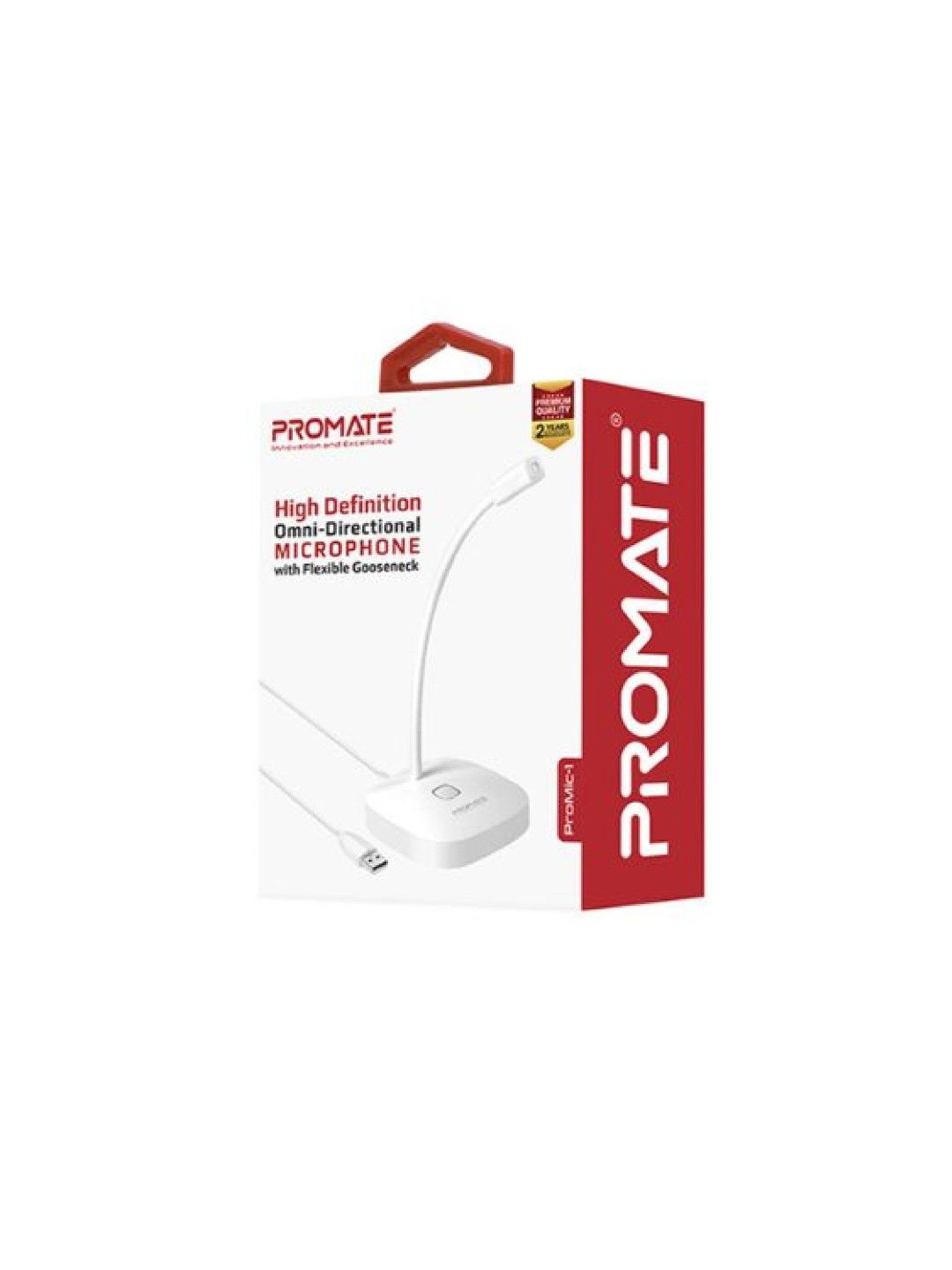 Promate ProMic-1 High Definition Omni-Directional Microphone with Flexible Gooseneck (White- Image 2)