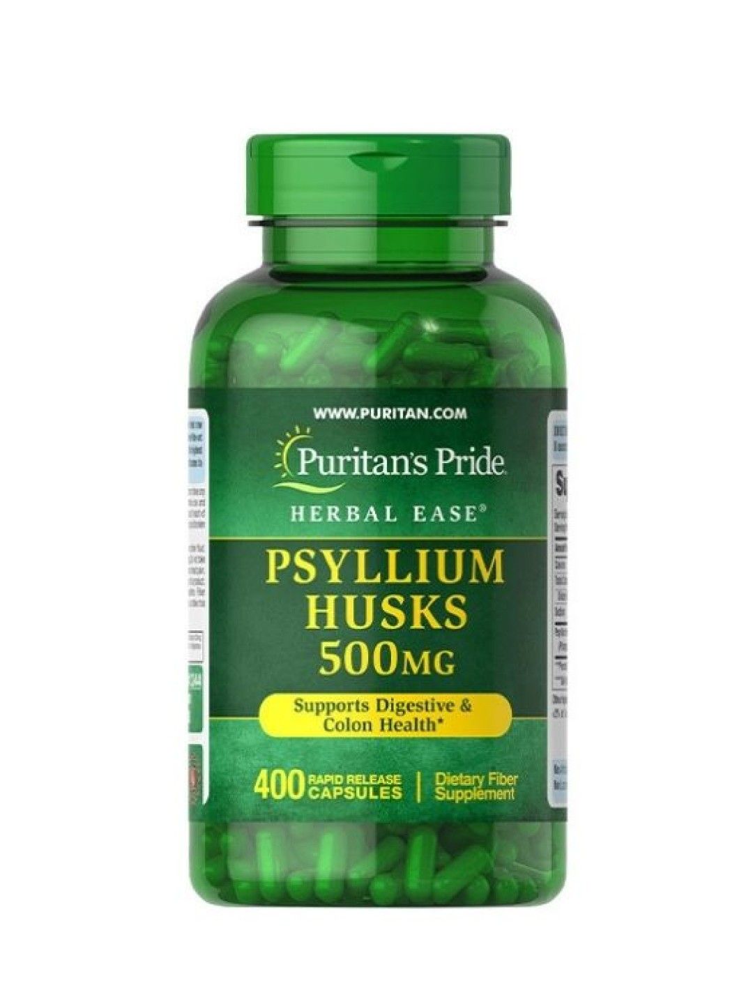 Puritan's Pride Psyllium Husks 500 mg (400 capsules) (No Color- Image 1)