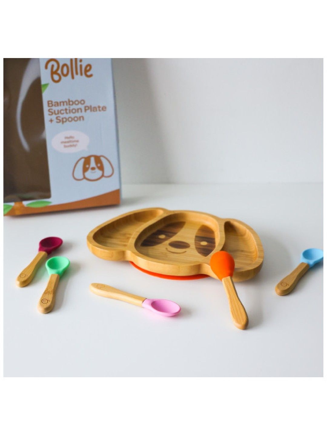 Bollie Baby Premium Bamboo Puppy Suction Plate with Spoon (Blue- Image 3)