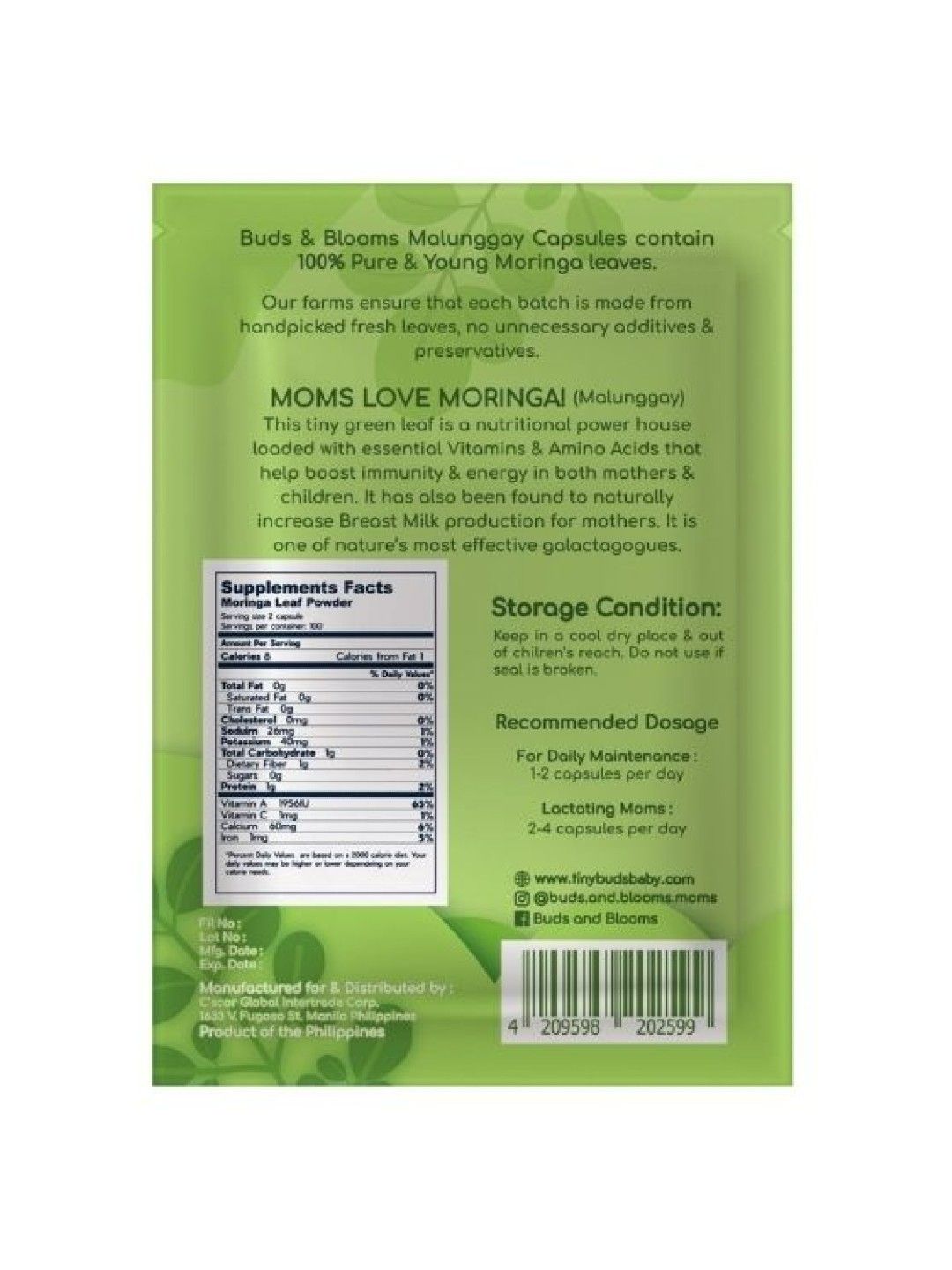 Buds & Blooms Pure & Young Malunggay Capsule Sachet (10s) (No Color- Image 2)