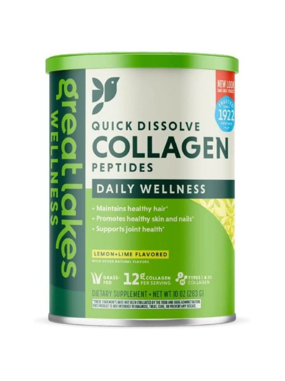 Great Lakes Wellness Collagen Peptides Daily Wellness 22 Servings (10oz) - Lemon+Lime