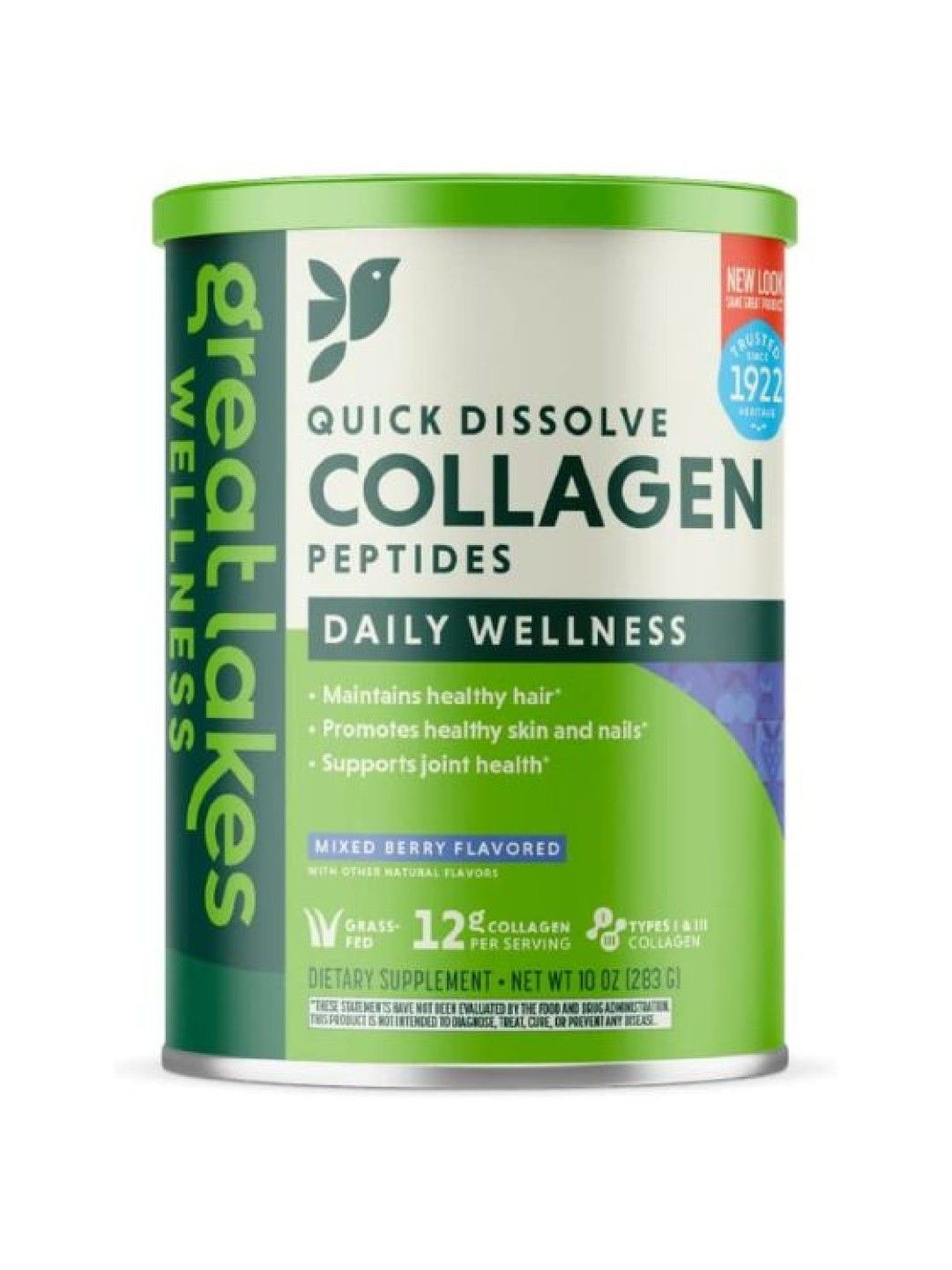 Great Lakes Wellness Collagen Peptides Daily Wellness 22 Servings (10oz) - Mixed Berry