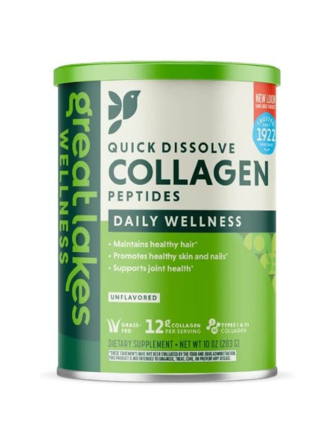 Great Lakes Wellness Collagen Peptides Daily Wellness 24 Servings (10oz) - Unflavored