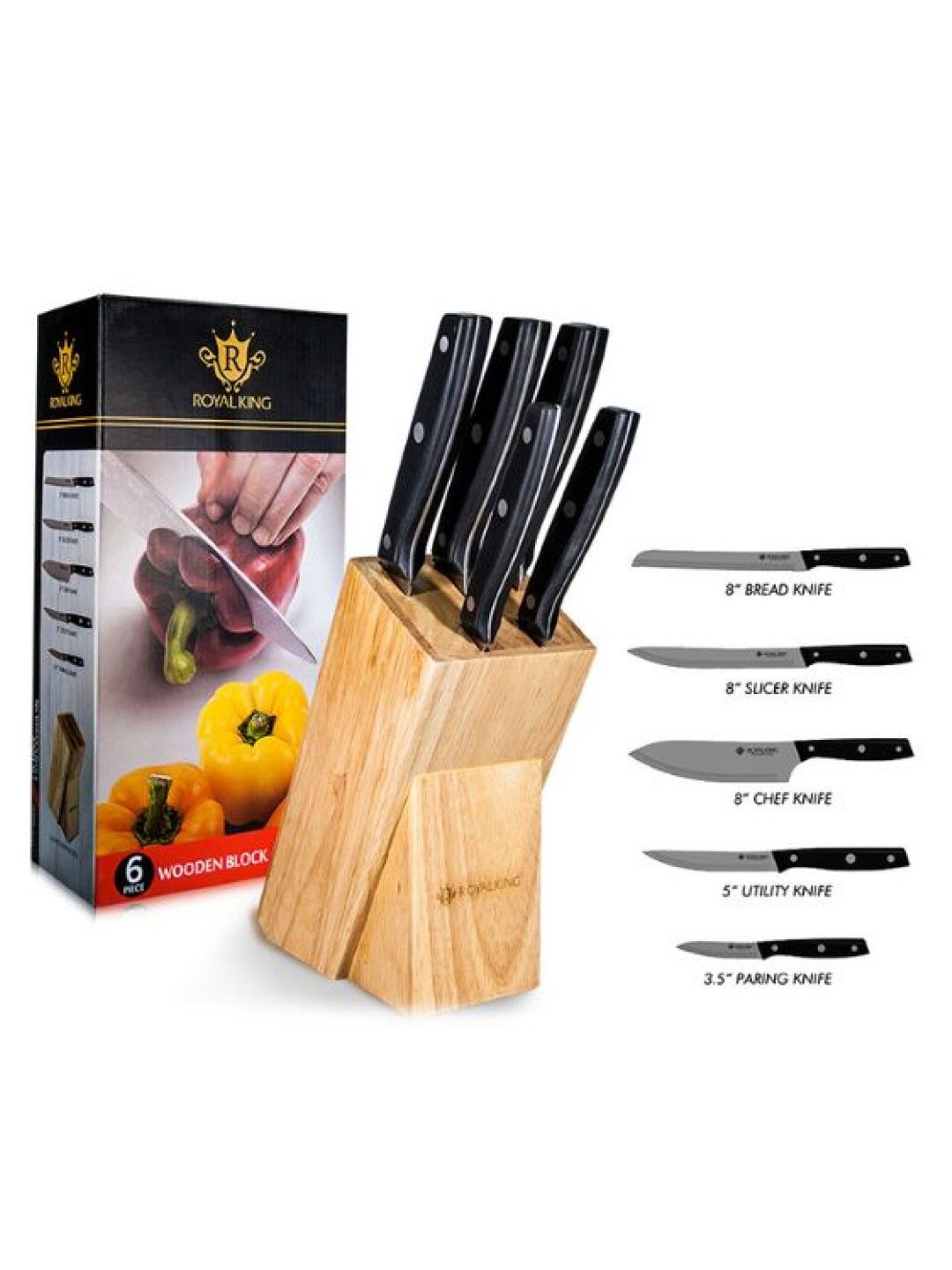 Royal King 5-Piece Wooden Block Knive Set (No Color- Image 1)