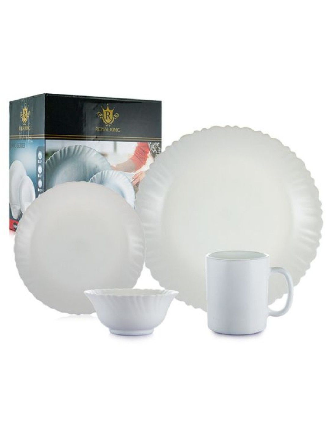 Royal King Plain Flutted Dinnerware (16pcs) (No Color- Image 1)