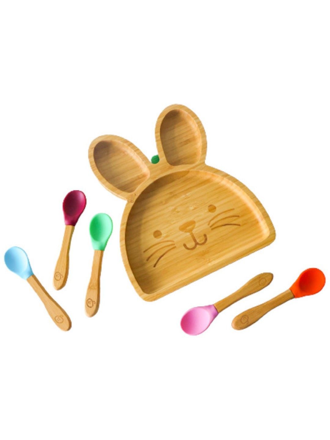 Bollie Baby Premium Bamboo Rabbit Suction Plate with Spoon (Blue- Image 1)