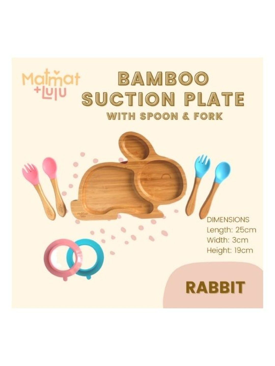 Matmat + Lulu Rabbit Premium Bamboo Plate (with Spoon and Fork) (No Color- Image 2)