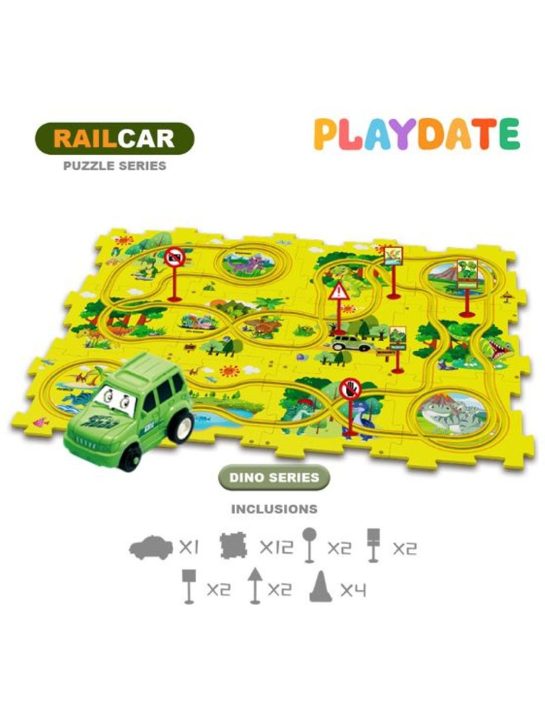 Playdate Rail Car Puzzle - Full Set (Dino- Image 2)