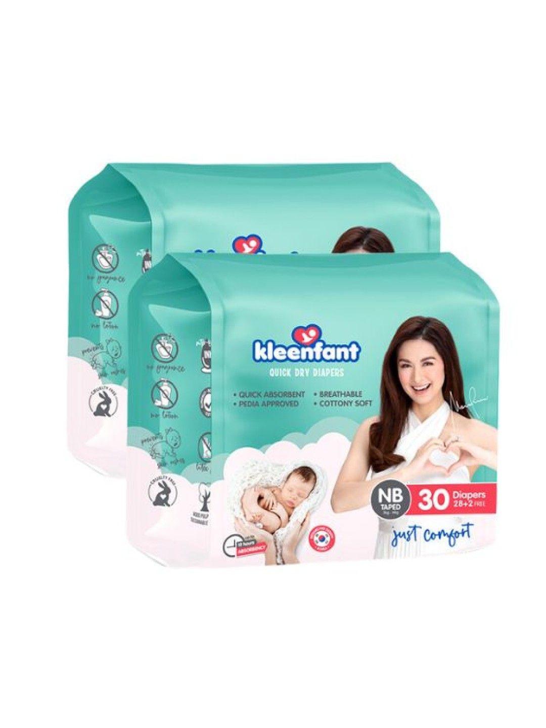 Kleenfant Diaper Taped Newborn (30 pcs) Pack of 2 (No Color- Image 1)