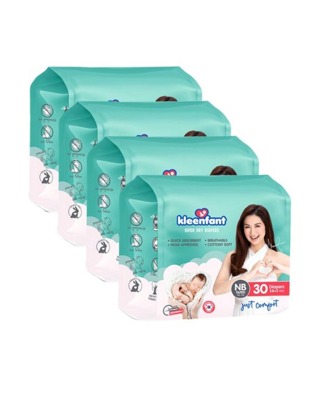 Kleenfant Diaper Taped Newborn (30 pcs) Pack of 4 | edamama