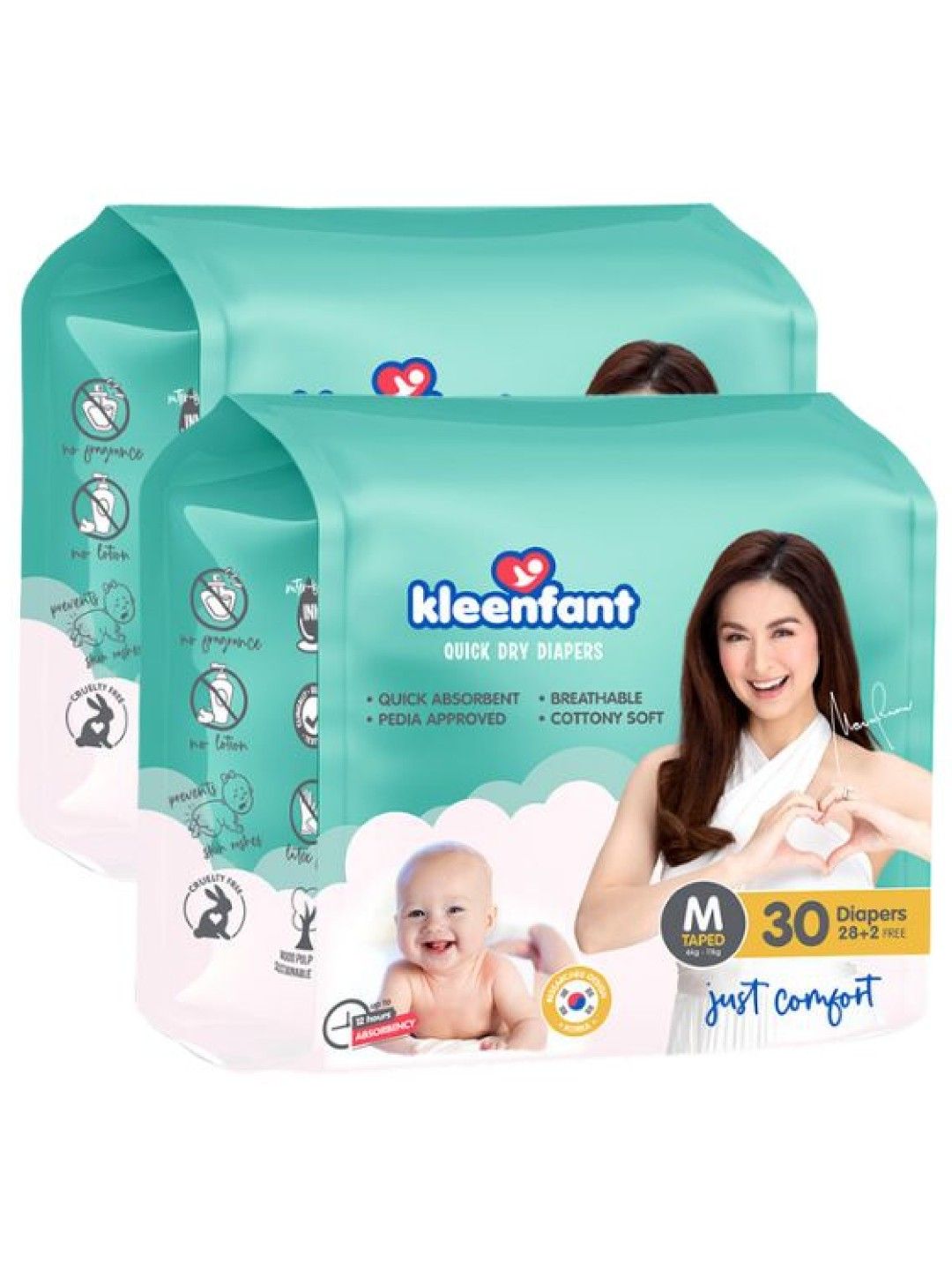 Kleenfant Diaper Taped Medium (30 pcs) Pack of 2 (No Color- Image 1)