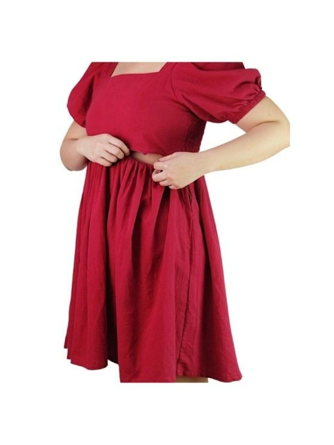 Mombina Dolly Padded Breastfeeding Dress (Red- Image 2)