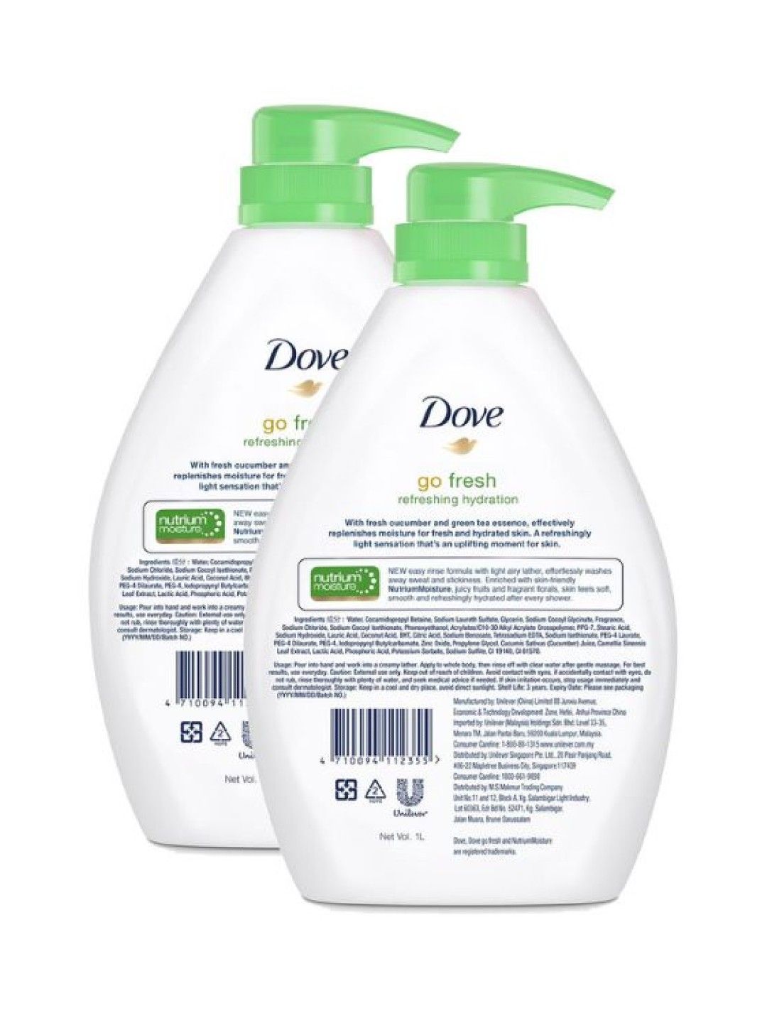 Dove Go Fresh Body Wash Refreshing Cucumber (1000g) 2-pack (No Color- Image 2)