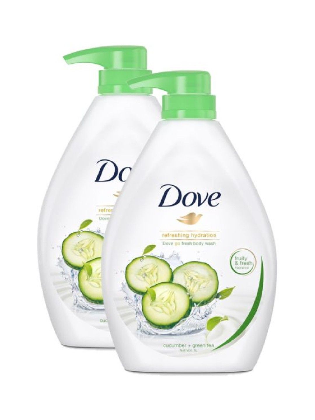 Dove Go Fresh Body Wash Refreshing Cucumber (1000g) 2-pack