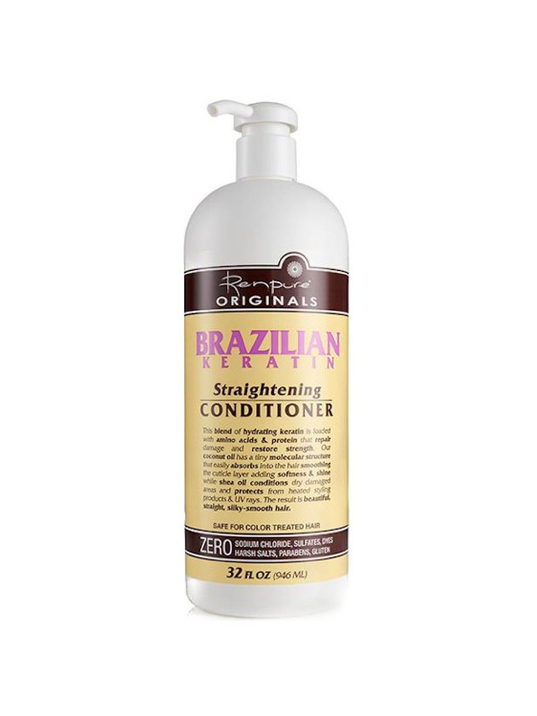 Renpure Originals Brazilian Keratin Straightening Conditioner (946ml) (No Color- Image 1)