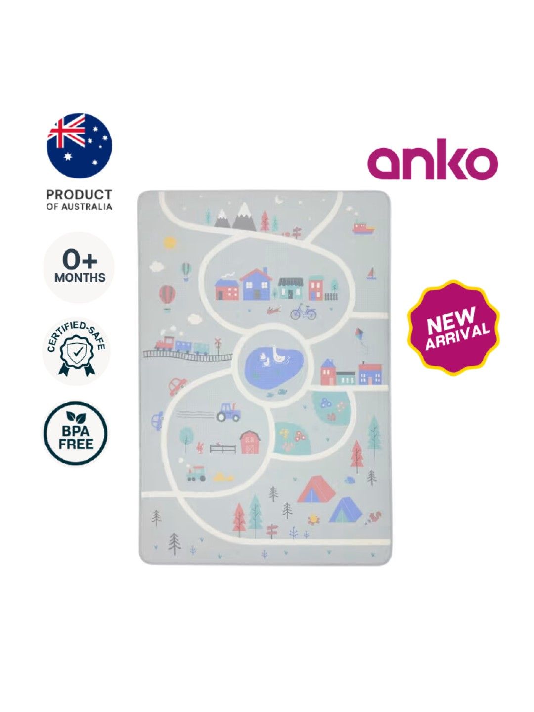 Anko Reversible Padded Mat Little Town (No Color- Image 1)