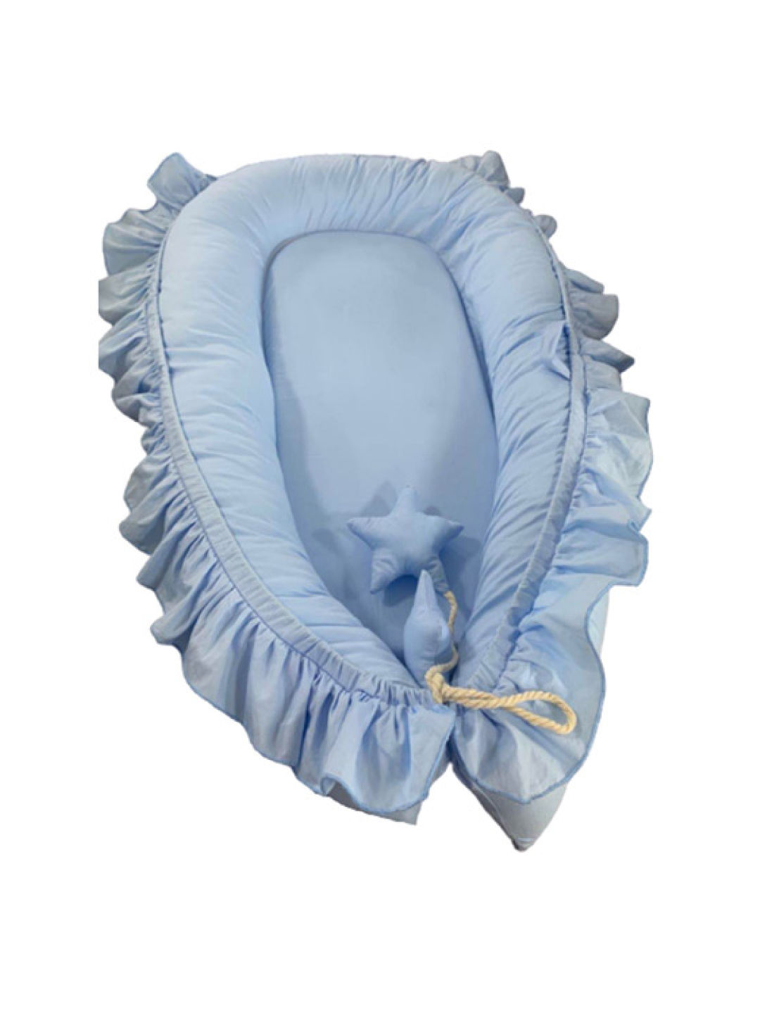 Juju Nursery Ruffled Cotton Baby Nest - Blue