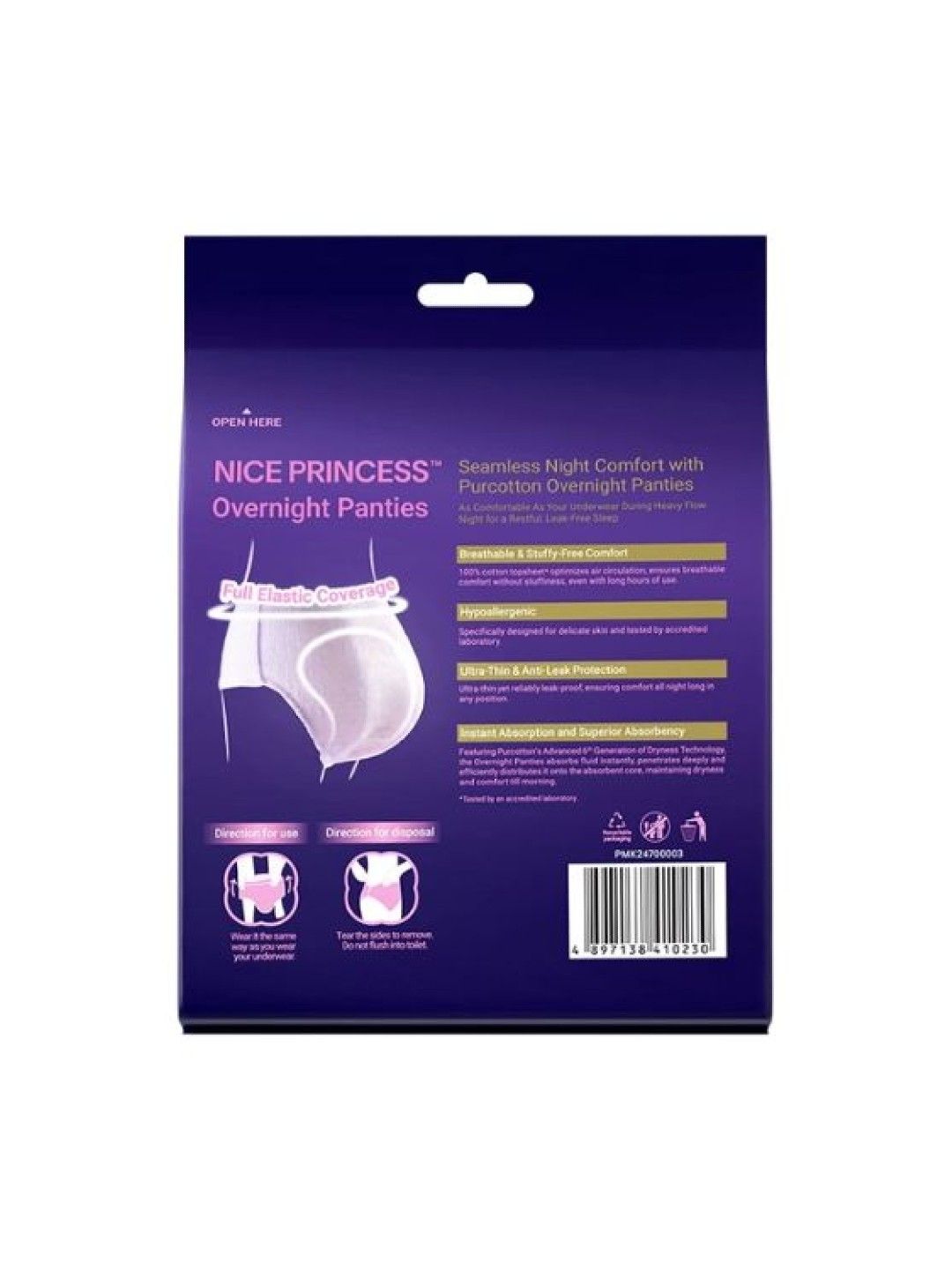 Purcotton MaxGuard Unscented Overnight Panties M-L (2pcs) (No Color- Image 2)