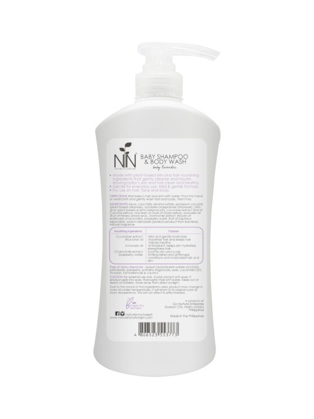 Nature to Nurture Lavender Baby Shampoo and Body Wash (750ml) (No Color- Image 2)