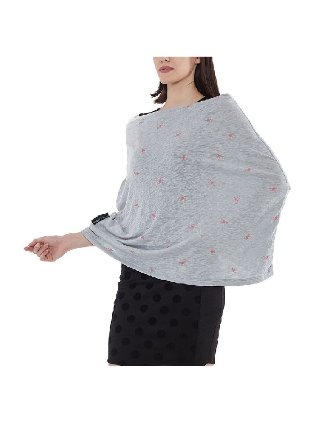 Ministry of Milk Pink Flamingo Nursing Cover (Grey- Image 2)