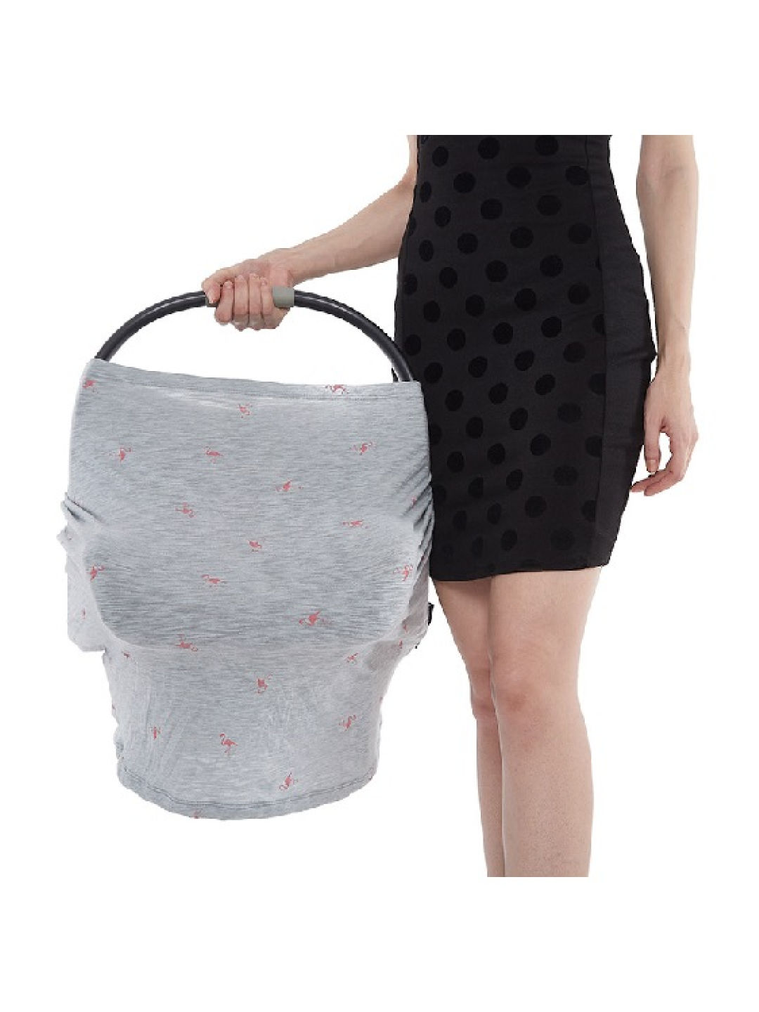 Ministry of Milk Pink Flamingo Nursing Cover (Grey- Image 3)