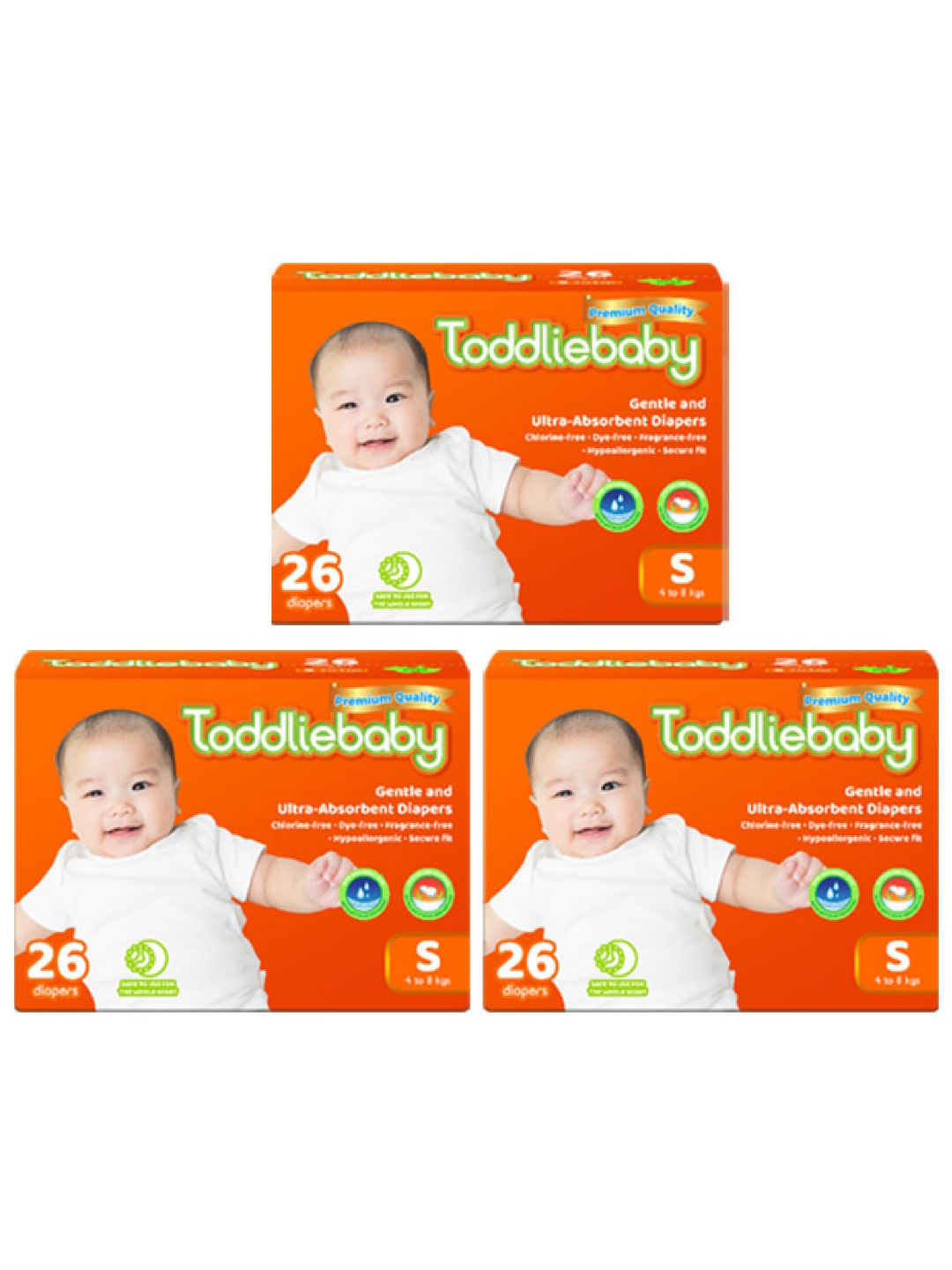 Toddliebaby Gentle Taped Diaper Small (26 pcs)  - Pack of 3