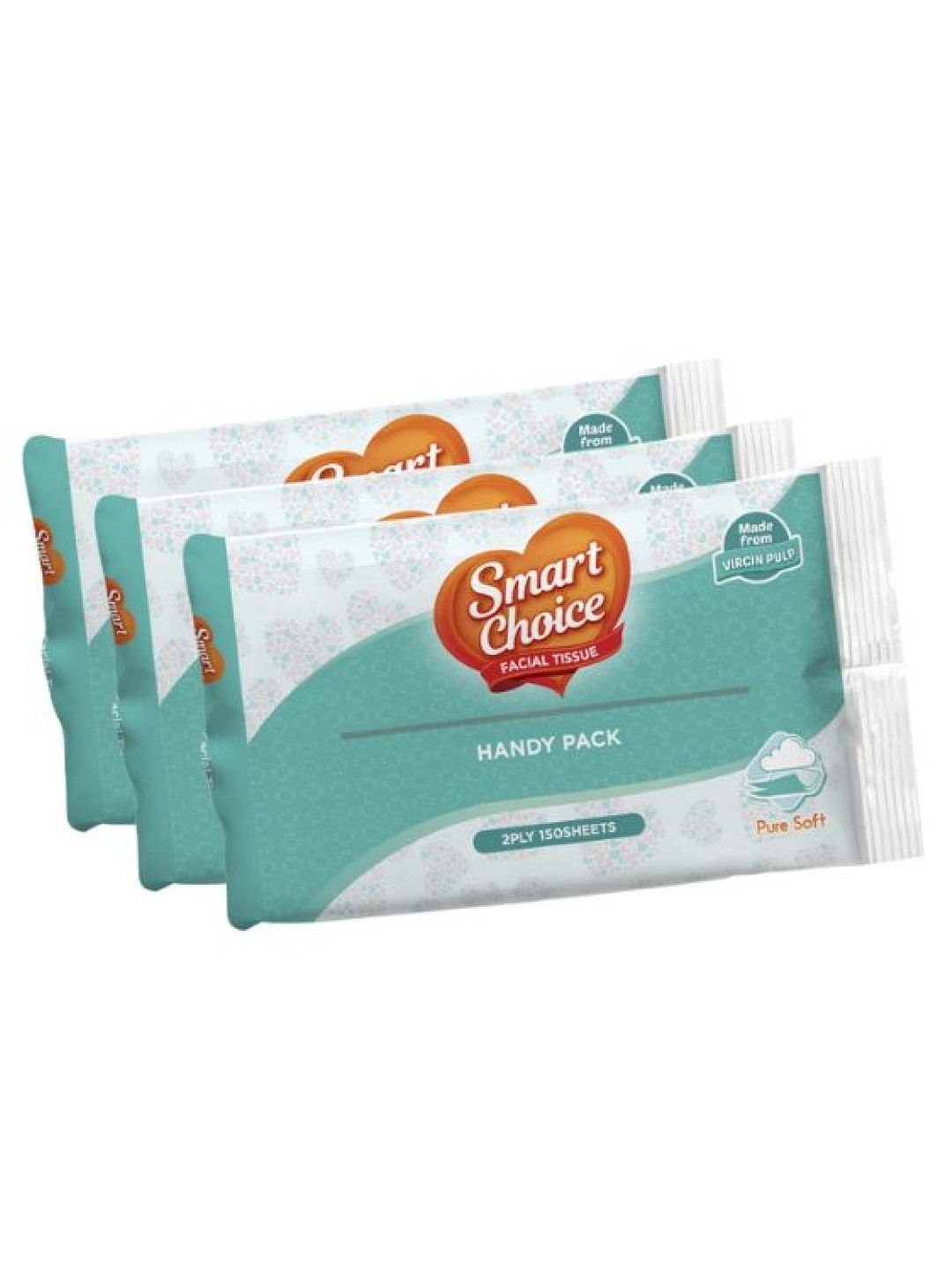 Smart Choice Facial Tissue Handy Pack 2 Ply, 75 Pulls (3 Packs)