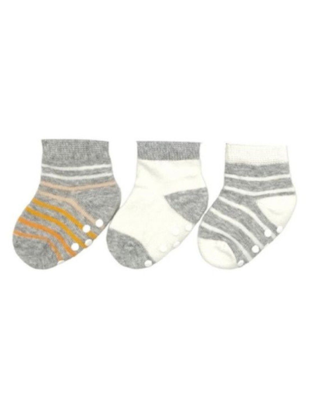 Enfant Anti-Skid Socks (3 pairs) (Gray Stripes- Image 1)