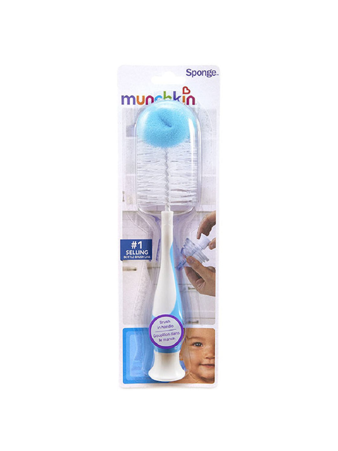 Munchkin Sponge Bottle Brush (Blue- Image 1)