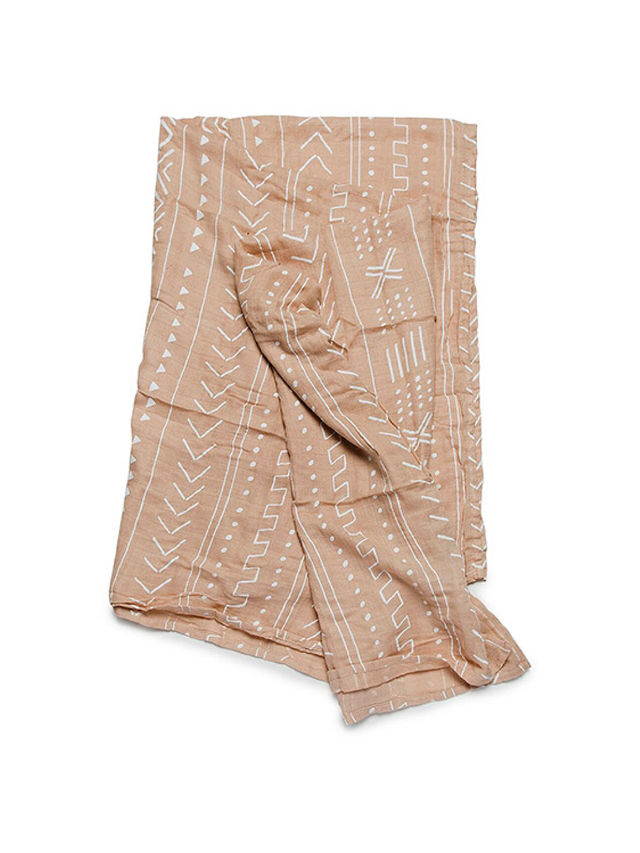 Lou Lou Lollipop Almond Mudcloth Muslin Swaddle edamama