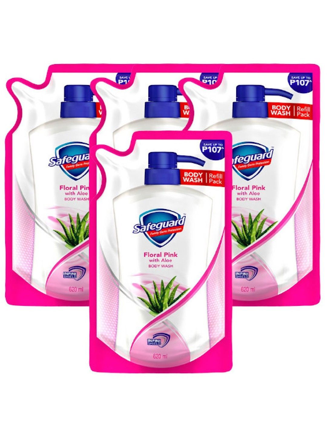 Safeguard Pink Bodywash Refill 4-pack (620ml) (No Color- Image 1)