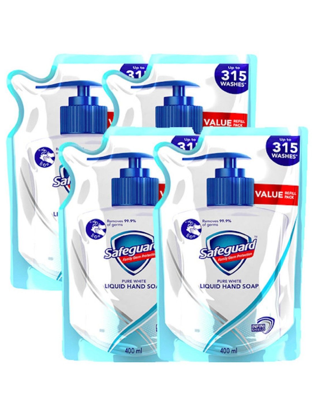Safeguard Foaming Hand Soap White Refill 4-pack (400ml) (No Color- Image 1)