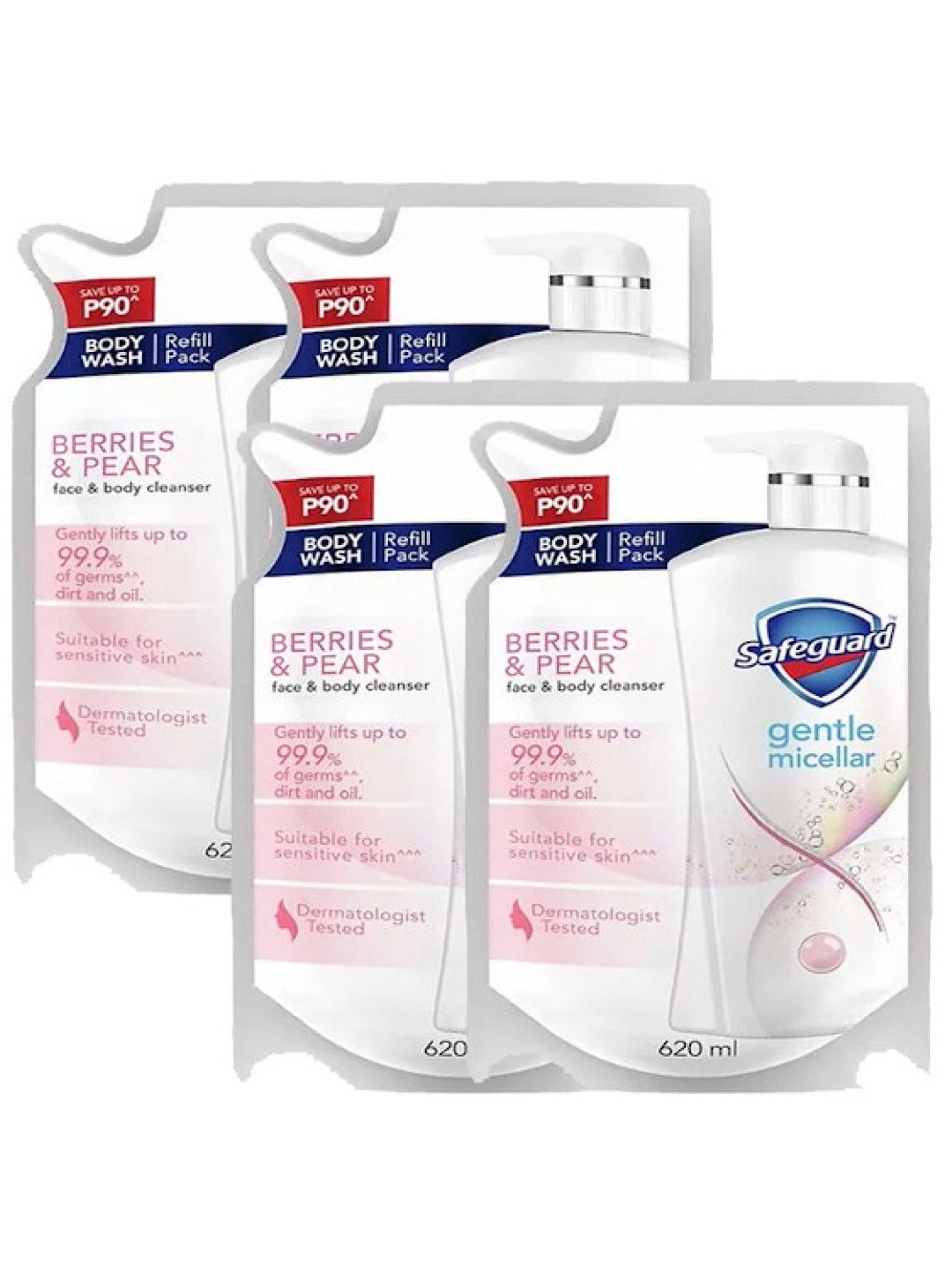 Safeguard Gentle Micellar Bodywash Berries and Pear Refill 4-pack (620ml) (No Color- Image 1)