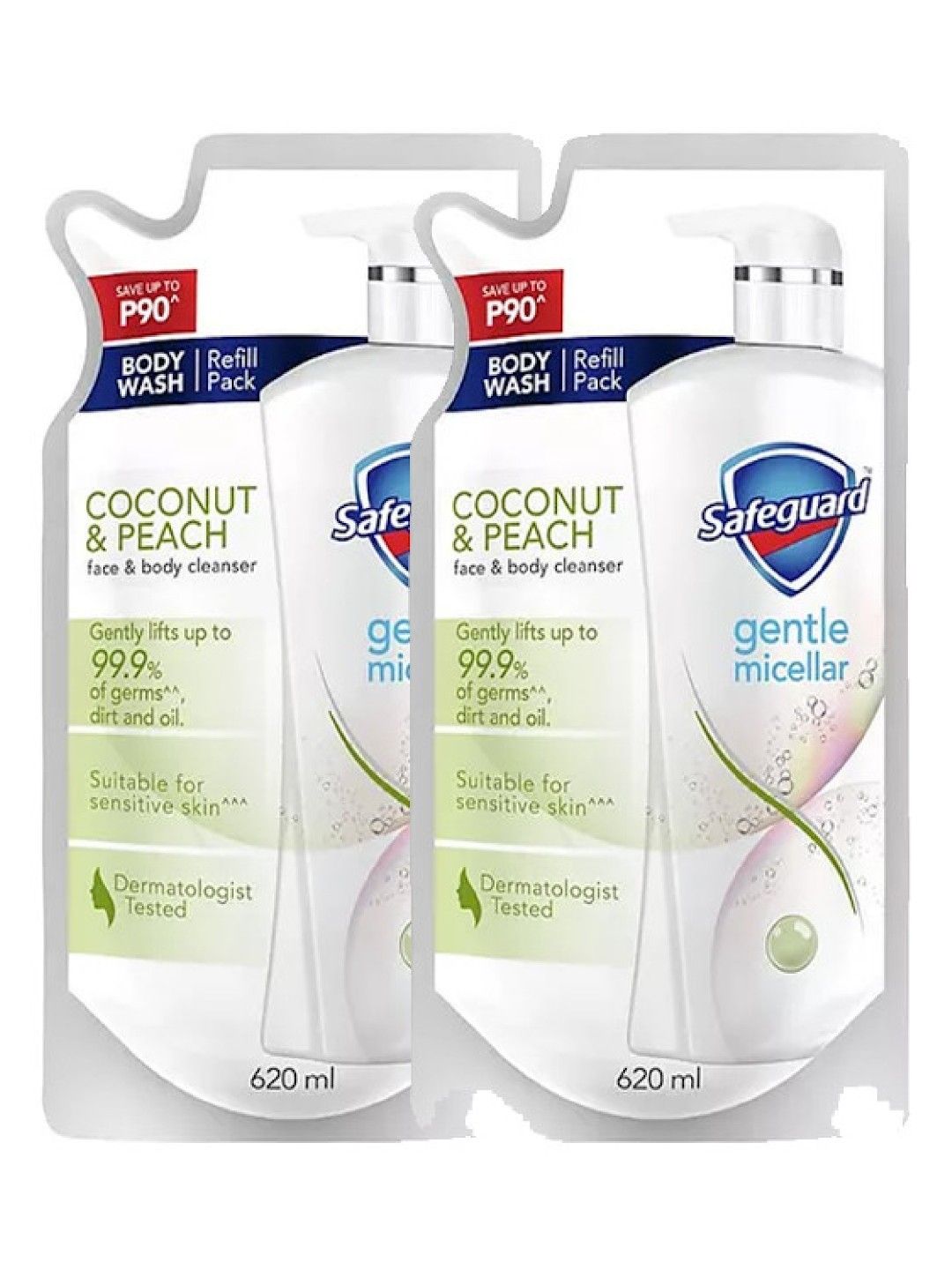 Safeguard Gentle Micellar Bodywash Coconut and Peach Refill 2-pack (620ml) (No Color- Image 1)